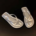 thumbnail image 6 of PiGOGI Women's Round Toe Flip Flops Cushioned Footbed Non-Slip Comfortable Beach Sandals Summer Silver 5.5, 6 of 7
