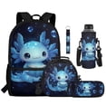 thumbnail image 2 of Yuyamidu Blue Axolotl Bookbag for Girls 7-8 Large Capacity 17 Inch Backpack with Lunchbox Pencil Pouch Water Bottle Holder Keychain Set of 5 2nd-3rd Grade Elementary School Bag, 2 of 7