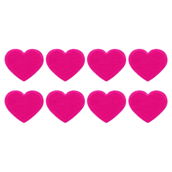 Uxcell 8Pack Iron on Heart Patches Sew on Heart Embroidered Patches, 40mm Rose Red