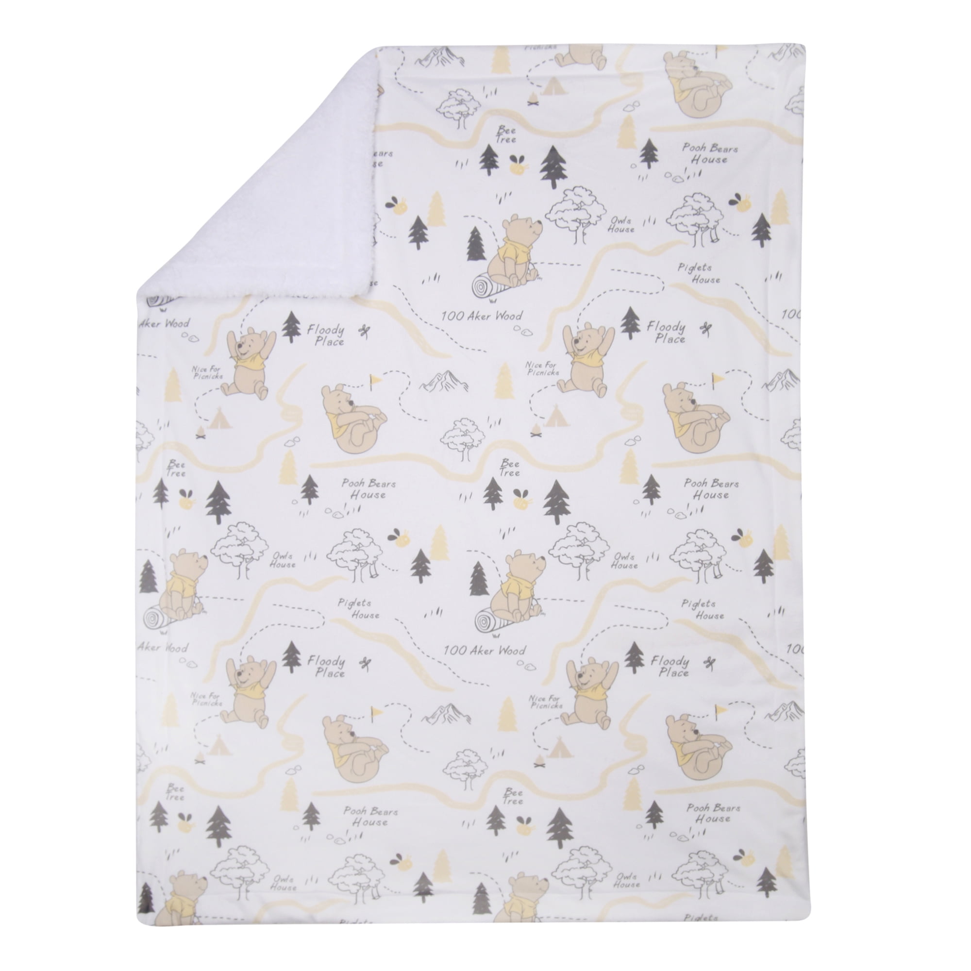 Lambs & Ivy Disney Baby Pooh and the Hundred Acre Woods White Baby Blanket
