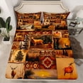 thumbnail image 2 of Homewish Safari Deer Rustic Farmhouse King Sheet Set (4-Piece) Bear Paws print Cozy Decor For Boys Kids, 2 of 7