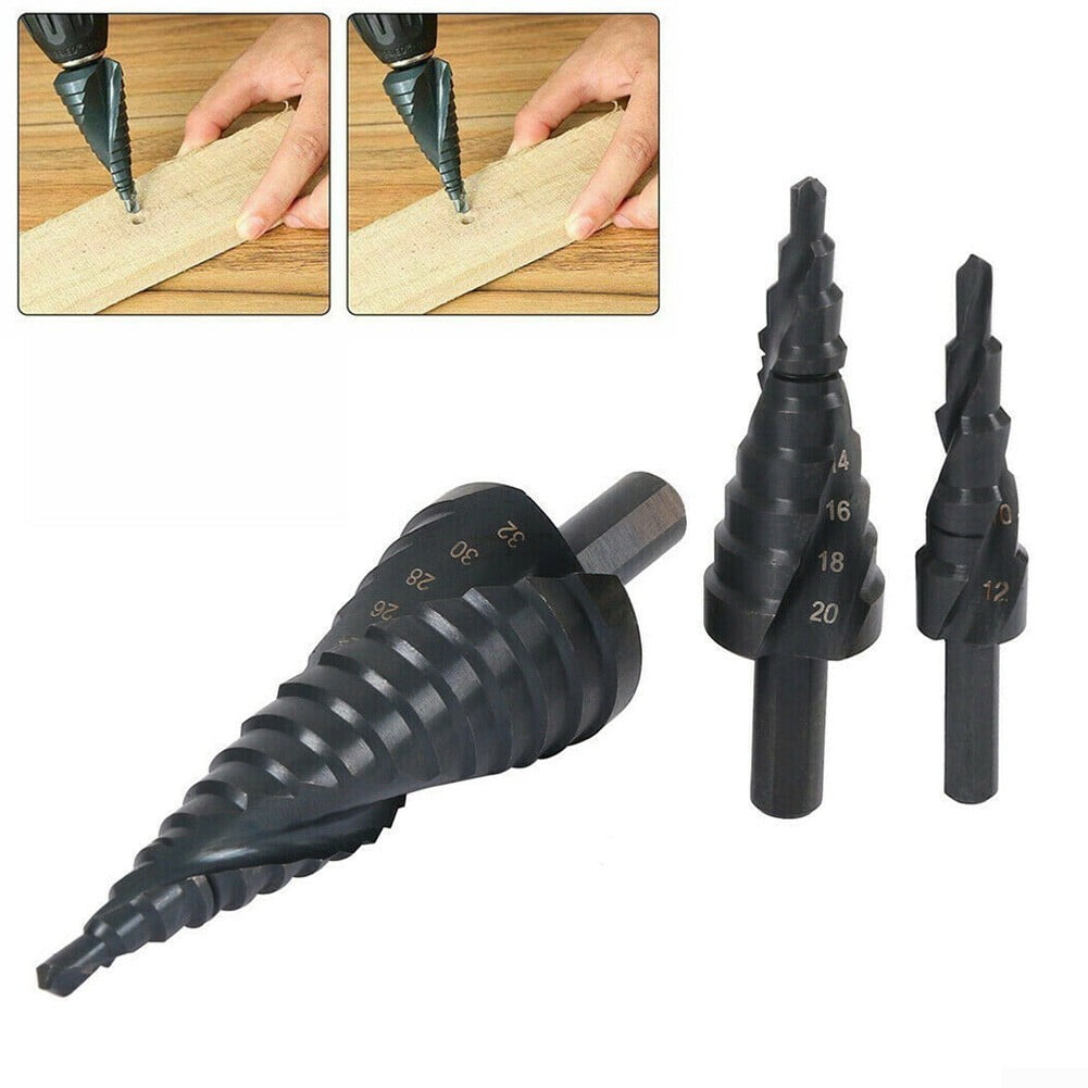 3X HSS Spiral Grooved Step Cone Drill Drills Bit 4-12 4-20 4-32mm Hole Cut Steel 