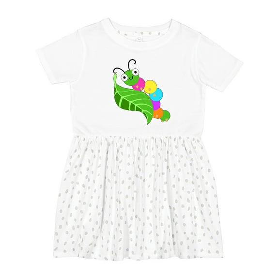 Inktastic Cute Caterpillar on Leaf Girls Toddler Dress