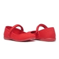 thumbnail image 2 of Childrenchic Mary Jane Flats with Hook and Loop Straps – Girls' Shoes for School, Weddings and Casual Wear (Canvas - Red, 31 M EU/13.5 M US Little Kid), 2 of 5