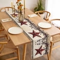 thumbnail image 3 of Red Texas Star Rustic Table Runner - 60 Inch Long, Kitchen Dining Table Runner Dresser Scarves, Country Star Berries Wooden Farmhouse Decor for Coffee Tables Wedding Party Banquet, 3 of 8