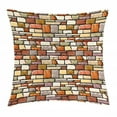 thumbnail image 1 of Grunge Throw Pillow Cushion Cover, Cartoon Wall Pattern with Stone Motifs Construction Architecture Inspired Design, Decorative Square Accent Pillow Case, 20 X 20 Inches, Multicolor, by Ambesonne, 1 of 2