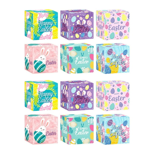 Bolsas de regalo de Pascua, cajas de papel para decoración de fiestas, lindas bolsas de golosinas de Pascua para niños 12 piezas
