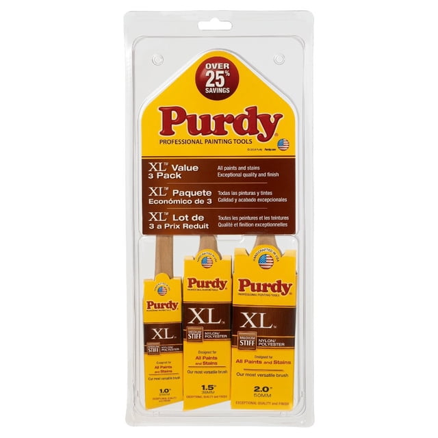 Pincel Purdy 140853100 XL, paquete de 3, 1-2-3 pulgadas