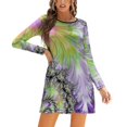 thumbnail image 1 of Robe Élégante Douce Funky Fractal Femmes Coréenne Kawaii Col Carré Robe Frax Fractal Groovy Abstrait Psychédélique Trippy, 1 of 5
