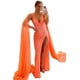 thumbnail image 3 of Vestidos largos de fiesta de lentejuelas de sirena brillantes para mujer, con abertura alta, cuello en V, tirantes finos con purpurina, vestidos formales de fiesta de noche, 3 of 5