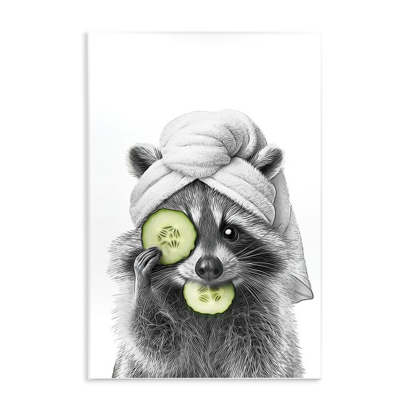 Stupell Industries Raccoon Spa Day Typography Painting Unframed Art Print Wall Art, 10 x 15