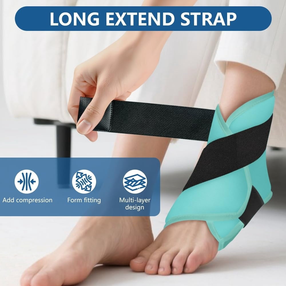 Ankle Heel Ice Pack Wrap Brace for Swelling,Gel Cold/Hot Therapy Wrap for Sprained Ankle, Achilles Tendonitis, Plantar Fasciitis,Foot Pain,Adjustable Strap,Reusable Compression Wrap (Green)