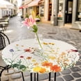 thumbnail image 6 of Beige Floral Spring Round Tablecloth for 55-60 Inch Tables, Fitted Table Cover with Elastic Edge, Vintage Farmhouse Flowers Waterproof Outdoor Table Cloth Protector for Patio Garden Dinner Picnic, 6 of 9
