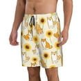 thumbnail image 2 of Disketp Men'S Swim Trunks Hawaiian Breathable Surf Beach Swimsuits Mesh Lining Beach Shorts With Pockets-Shiba Inu Dog And Sunflower, 2 of 9