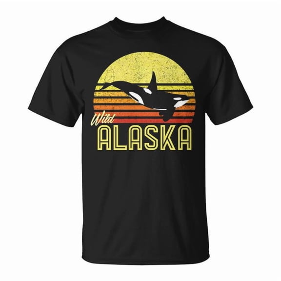 Alaska Cruise Orca Killer Whale Graphic Cotton Tee for Adults – Unisex Marine Biologist T-Shirt with Vacation Design, Casual Comfortable Everyday Wear, Size 2XL, Color Black