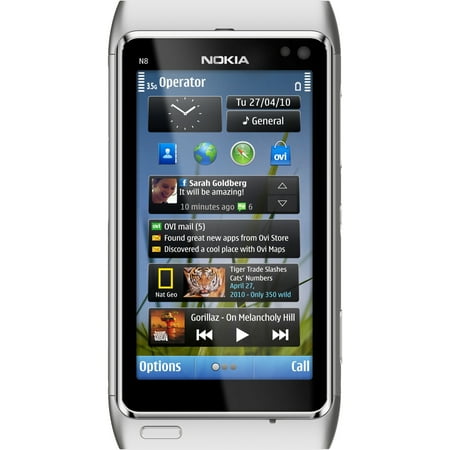 Nokia N N8 16 GB Smartphone, 3.5" OLED640 x 360, Symbian^3 OS, 3G, Silver, White