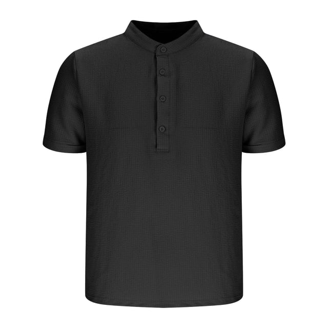 pstuiky camisetas para hombre, Camisa informal de manga corta con cuello alto, cómoda y lisa para hombre camisas casuales para hombre m