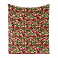 thumbnail image 1 of Fruits Soft Flannel Fleece Blanket, Red Apples and Green Leaves Organic Food Garden Harvest Eating Clean Theme Print, Cozy Plush for Indoor and Outdoor Use, 60" x 80", Red Green White, by Ambesonne, 1 of 6