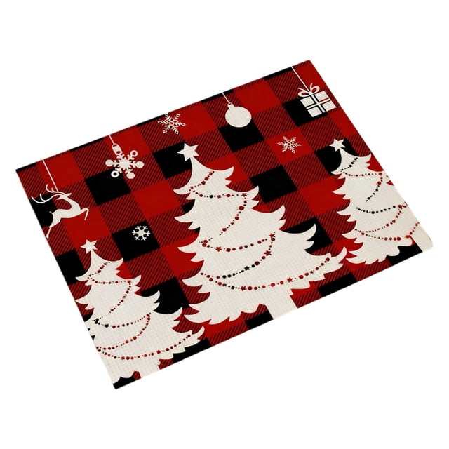 Ordin节 Napperons 30 cm x 45 cm Design à Carreaux Rouges avec Revêtement Imperméable et Dos en Toile de Jute