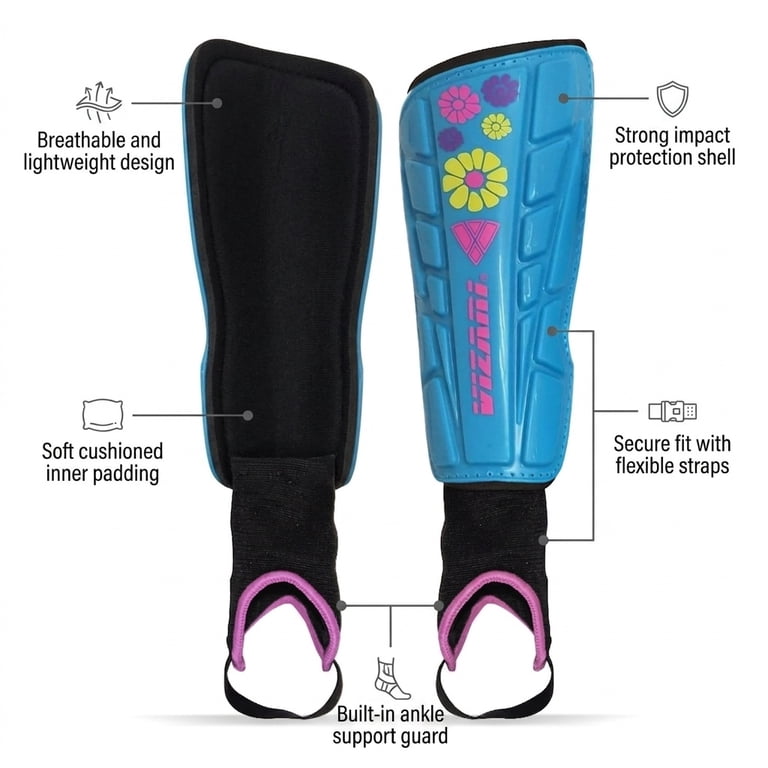 Vizari Blossom Soccer Shin Guards for Kids, Youth, and Adults