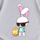 thumbnail image 4 of Gibobby Blusas Niñas Verano Nueva ropa para niños Estilo de Europa y Unidos Top de manga corta para niñas Camiseta con cuello redondo estampado de conejito de Pascua para niños （Gris， 3-4 Años), 4 of 5