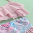 thumbnail image 4 of PENGXIANG Kid Swimming Set Ruffle Halter Tops Mermaid Bottom Headband Set, 4 of 6