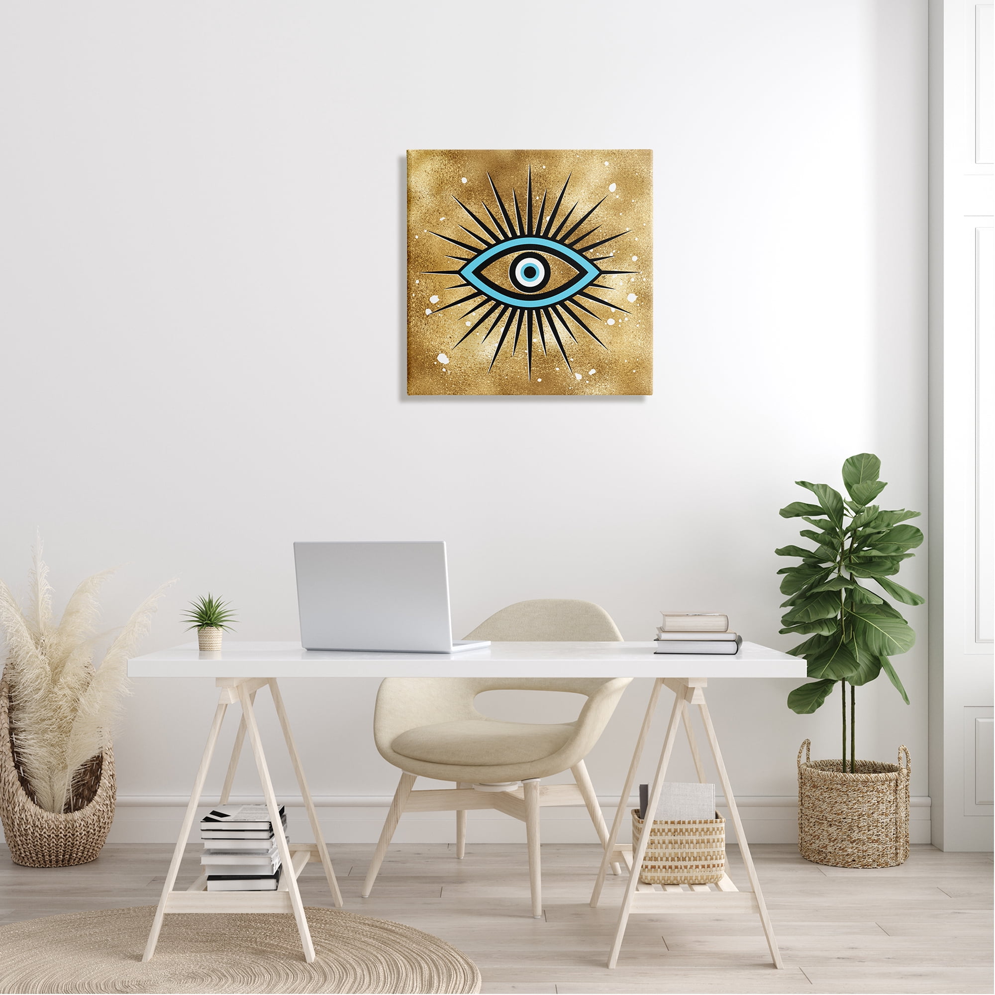 Stupell Industries Evil Eye on Speckled Glam Abstract Painting Gallery Wrapped Canvas Art Print Wall Art, 24 x 24
