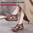 thumbnail image 2 of PU Leather Roman Hollow Sandals Women's Platform Open Toe Shoes Back Zipper Design Summer Supply, 2 of 6
