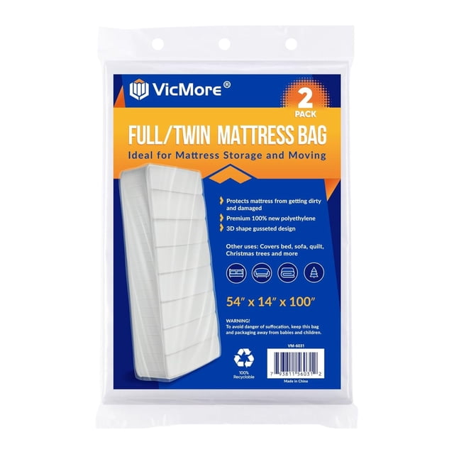 Bolsas de colchón VICMORE Full XL/Twin XL Heavy-Duty 1.5 mil, paquete de 2