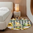 thumbnail image 3 of Spring Gnomes Round Rug 4ft Washable Circle Entryway Rugs Non Slip Botanical Budding Sunflowers Buffalo Plaid Area Rug Indoor Floor Carpet for Bedroom Kitchen Living Room Home Office Dining Room, 3 of 8