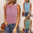 thumbnail image 6 of UPPADA Summer Tank Tops For Women,Slimming Fit Sleeveless Shirts Button Ribbed Tank Top Casual Comfy Plus Size Henry Blouse, 6 of 7