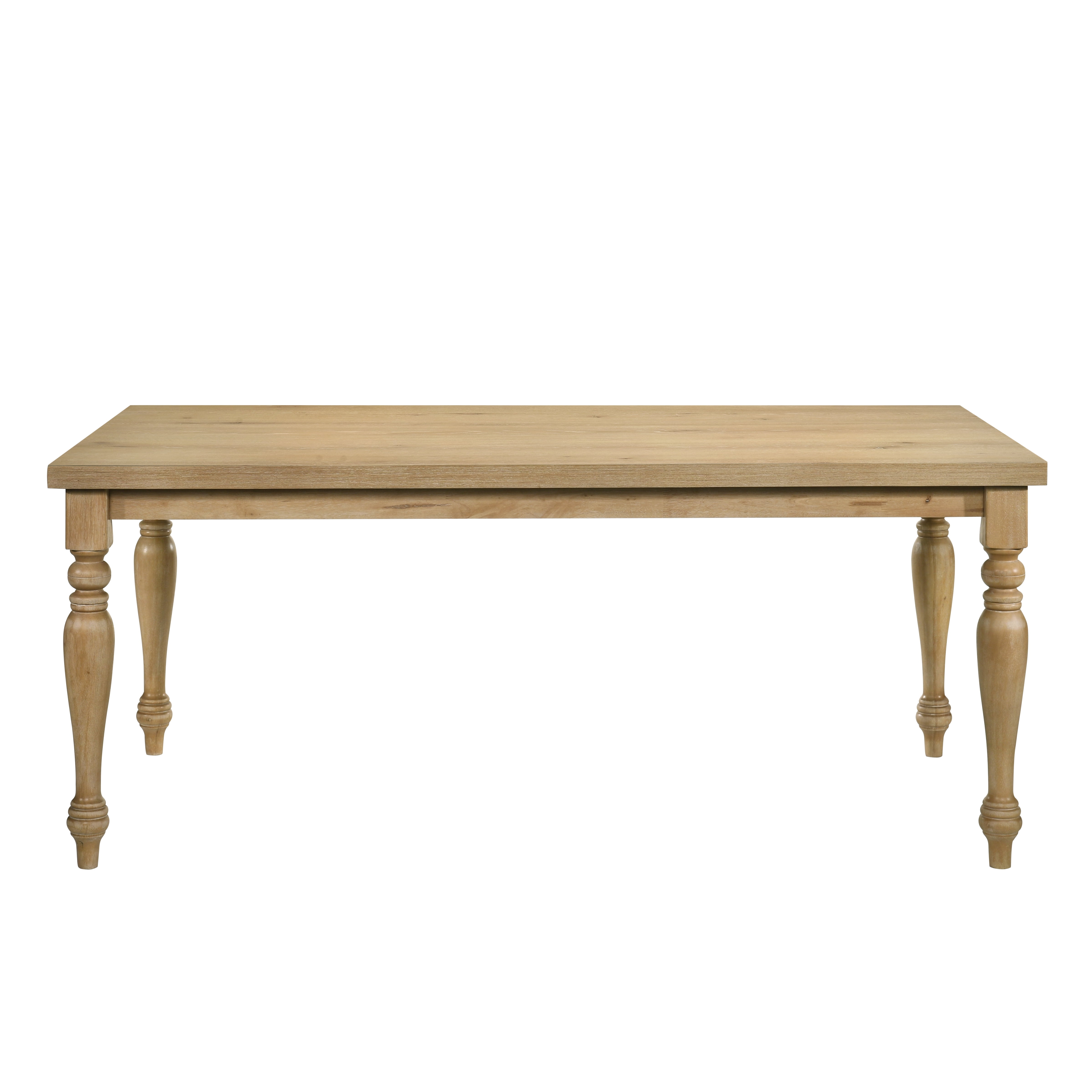 Roundhill Furniture Verta Solid Wood Leg Dining Table with Oak Veneer Top and Turned Legs