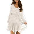 thumbnail image 1 of Vestidos Para Mujer Casual Maxi Vestidos Moda Ocio Cómodo Cintura Elástica Sólido Cuello en V Vestido de Manga Larga Odeerbi  ODB137810, 1 of 6