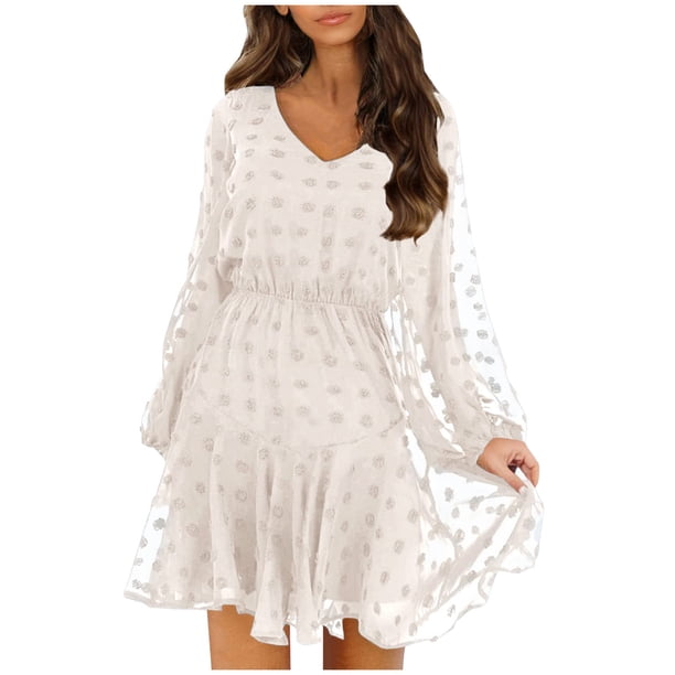 Vestidos Para Mujer Casual Maxi Vestidos Moda Ocio Cómodo Cintura Elástica Sólido Cuello en V Vestido de Manga Larga Odeerbi ODB137810