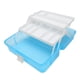 thumbnail image 4 of Gonyscag Caja De Almacenamiento Portátil De 3 Capas, Estuche De Almacenamiento Multiusos Plegable De Mano Transparente para Manualidades Y Cosméticos(Azul), 4 of 5