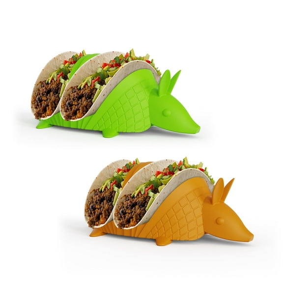 Pund'it Tacodillo Taco Holders, Set of 2 Armadillo Themed Taco Platters