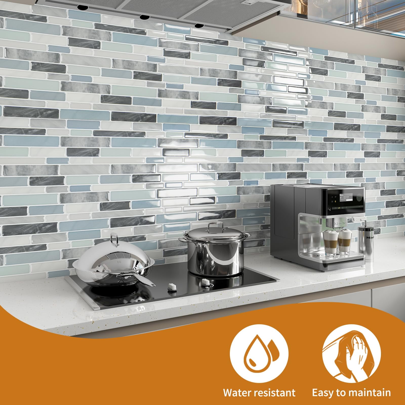 10-sheet Peel And Stick Backsplash Tile For Kitchen  Splash On Tiles Wall (grey Blue)