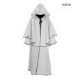 thumbnail image 4 of Sonducket Capa de Halloween Unisex de manga larga con capucha de miedo para mujeres y hombres, capa para adultos, traje de Color sólido, disfraz Disfraces de disfraces Blanco METRO, 4 of 6