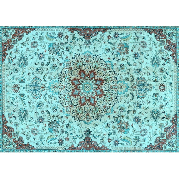 Ahgly Company Indoor Rectangle Persian Light Blue Traditional Area Rugs, 2' x 4'