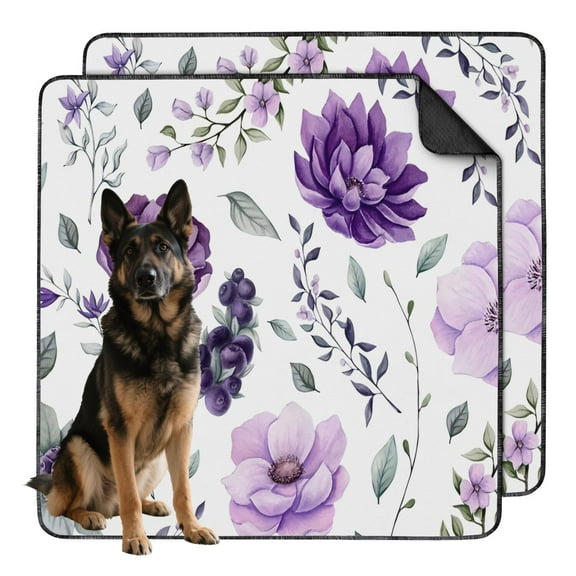 2-Pack 48x48 Inch Washable Puppy Potty Pad, Heavy Duty Reusable Dog Training Mat with Leak-Proof Backing, Non-Slip for Hardwood Floors & Crates, Floral