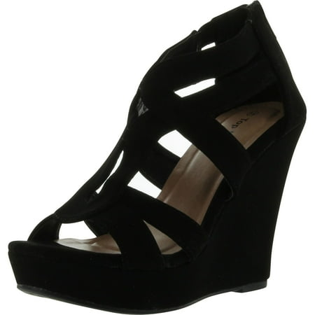 

Lindy 03 Strappy Open Toe Platform Wedge Black 8.5