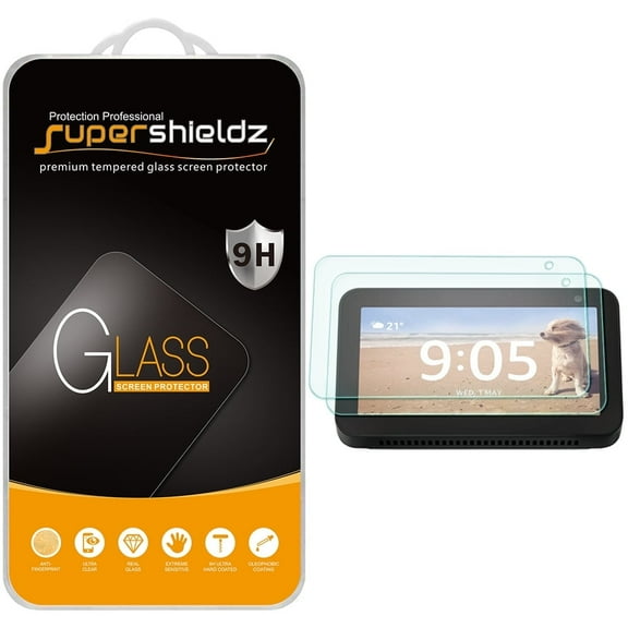 [2-Pack] Supershieldz for Amazon Echo Show 5 (2nd Gen / 1st Gen) Tempered Glass Screen Protector, Anti-Scratch, Anti-Fingerprint, Bubble Free