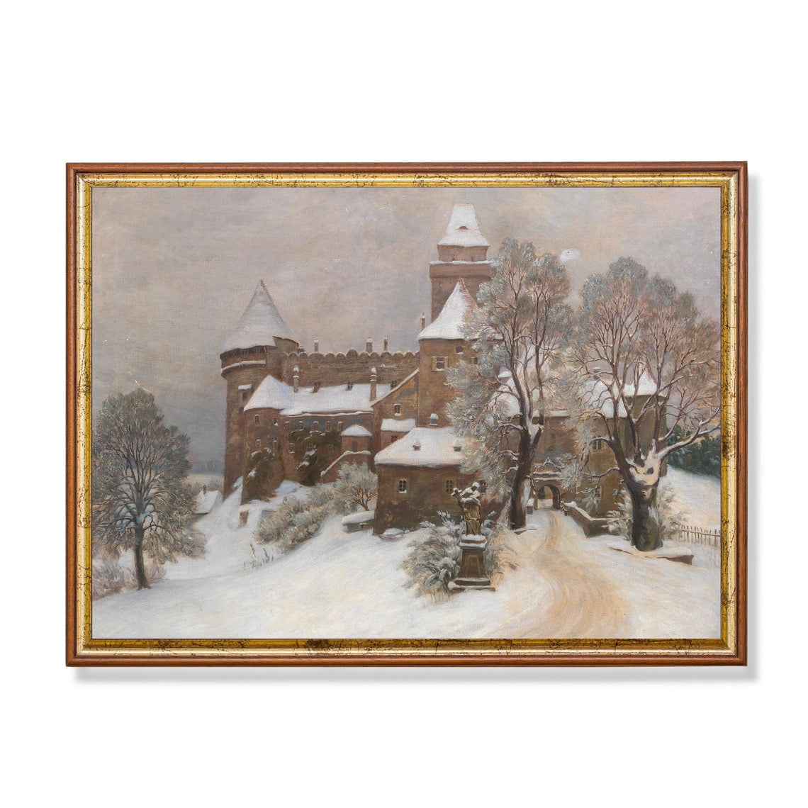 Winter Castle Wall Art Snowy Landscape Antique Seasonal Living Room And Home Decor