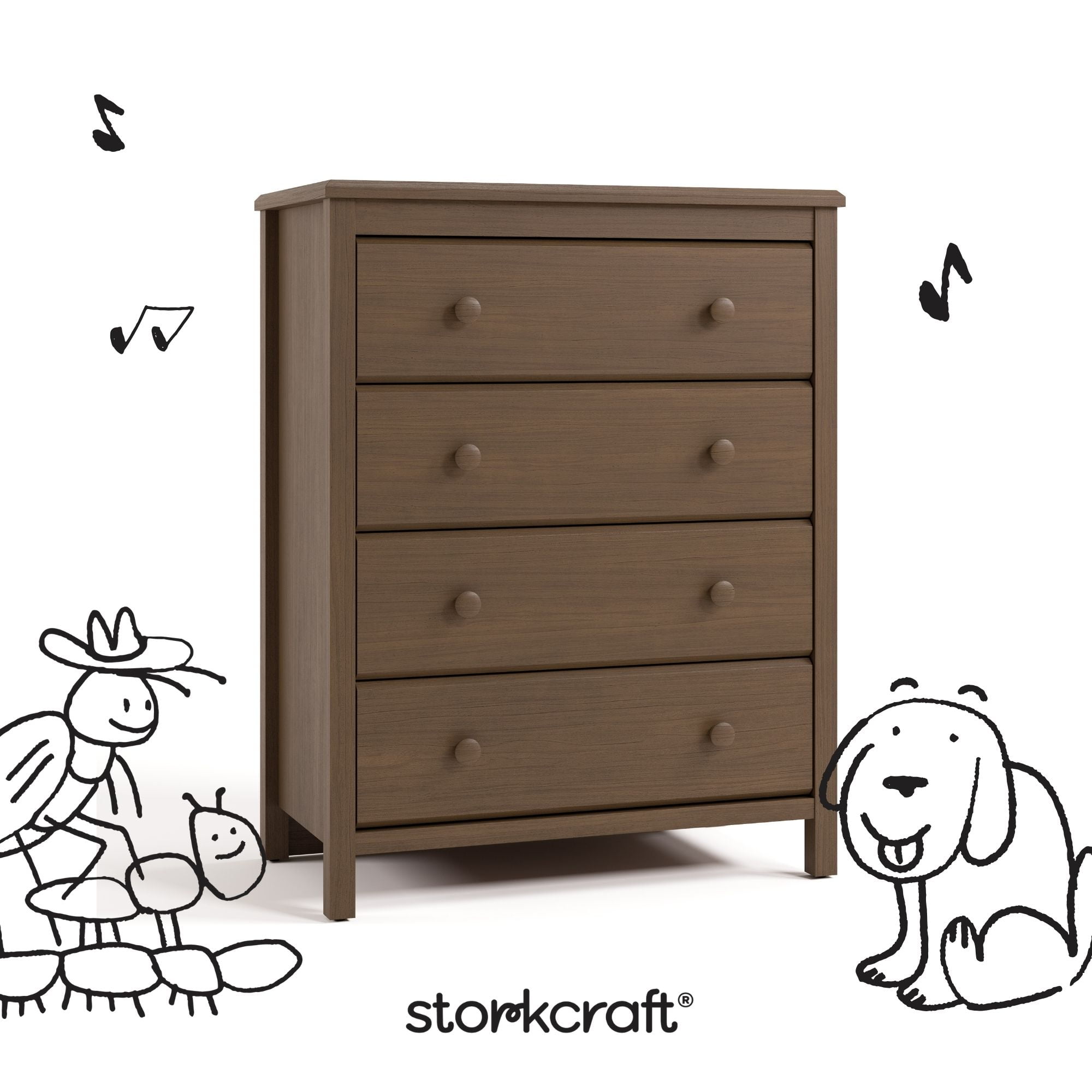 Storkcraft Alpine 4 Drawer Nursery Dresser, Hazelnut