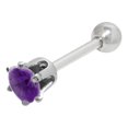 thumbnail image 1 of Ear Cartilage Barbell with Square Press Fit Cubic Zirconia 16G Tragus Rook - Sold Individually, 1 of 11