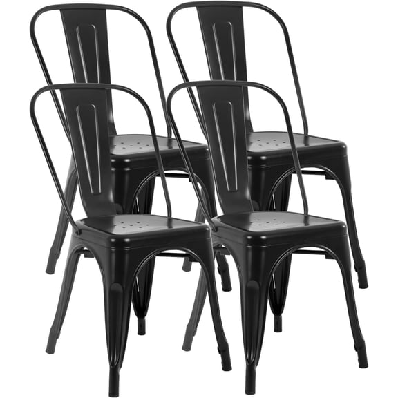 BestOffice Metal Dining Chairs Metal Chairs Patio Chair Seat Height Dining Room Kitchen Chair,Black