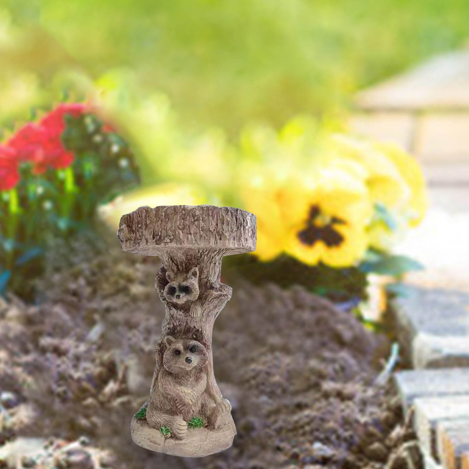 Bird Bath,Standing Bird Feeder,Bird Bath Bowl For Garden,Resin Bird Feeders On A Pedestal,Brown Pedestal Handmade,Bird Bath For Outdoors, Standing Resin Bird Feeders(E)