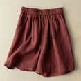 thumbnail image 2 of pstuiky Summer Dresses , Women Summer Cotton and Linen Shorts Solid Color Button Shorts with Pockets Leisure Wine M, 2 of 5