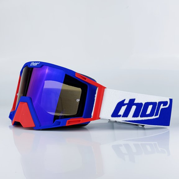 Anti-Wind Adjustable Motorcycle Goggles with Shockproof Lenses, TPU Material, Unisex Safety Eyewear for ATV, Snow Bike, Cycling - Red & White Design, Motorcycle Gear, Adventure Sports, Sleek Gadget Lo
