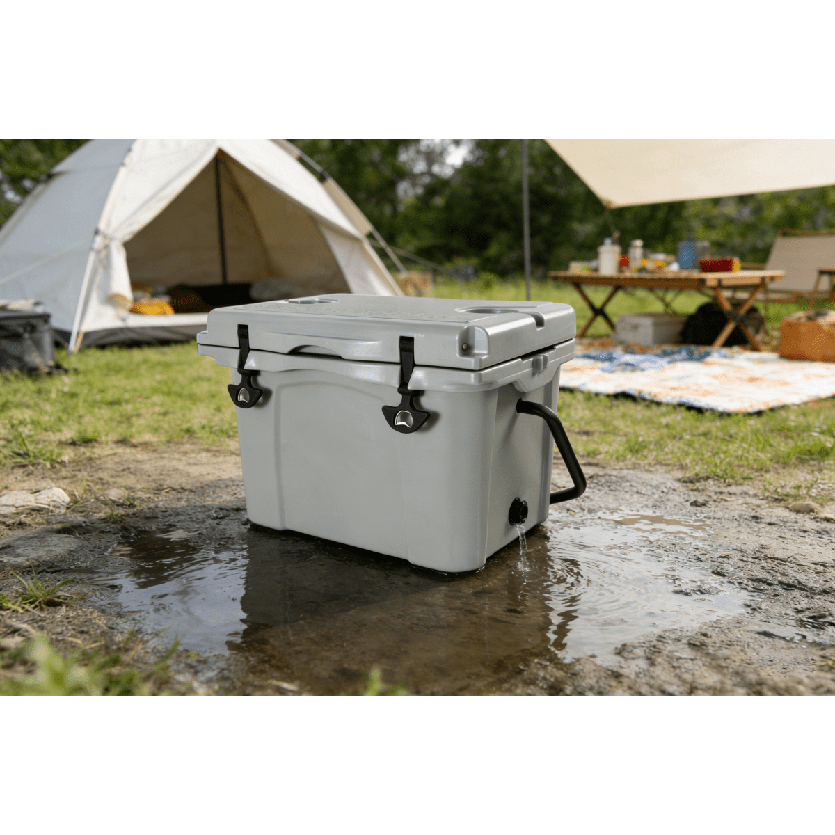 25QT Portable Cooler, Insulated Hard Cooler with Bottle Opener, Cup Holder, Forming Ruler, Travel, Beach, Camping, Fishing   WL